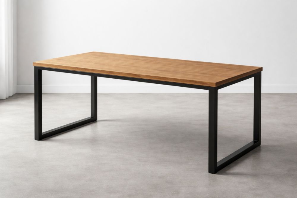 Table rectangulaire en bois et métal 200x100cm