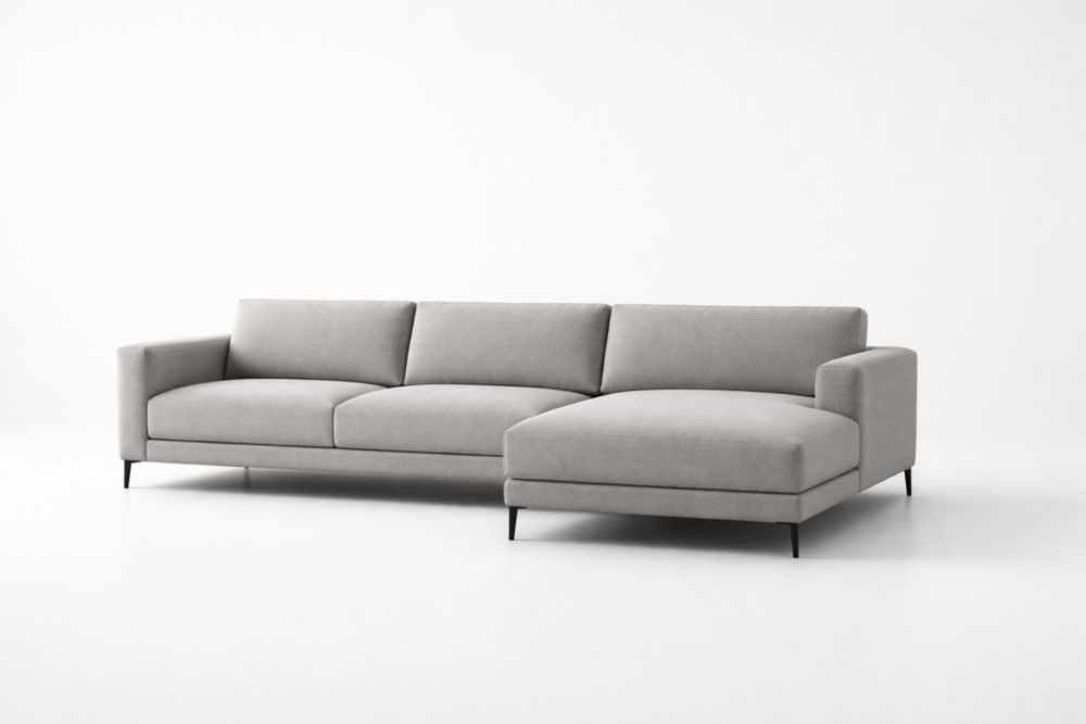 Canapé d'angle en tissu Gris 3 places