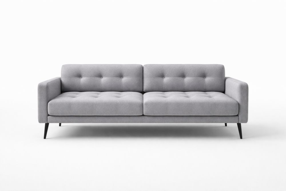 Canapé 3 Places Tissu Polyester Gris 210cm