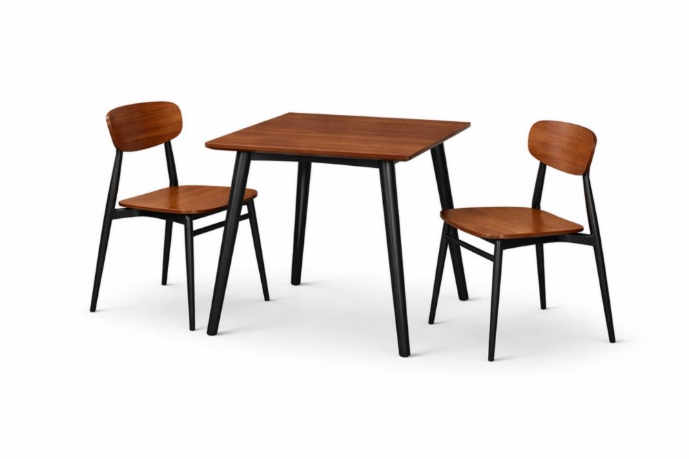 Ensemble de Table et 2 Chaises en Bois et Métal Marron/Noir
