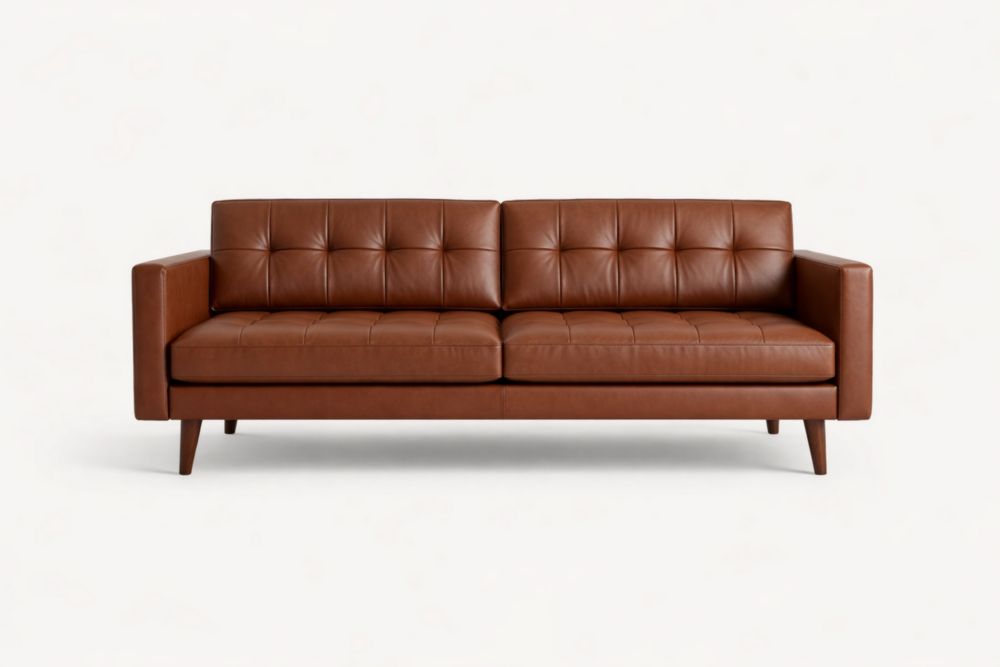 Canapé trois places cuir synthétique marron