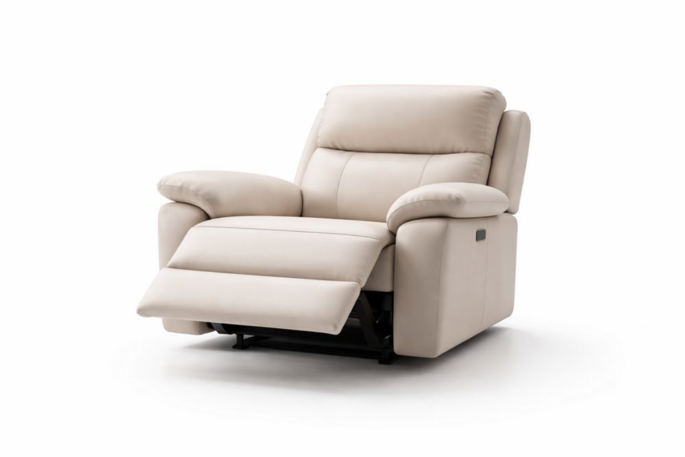 Fauteuil Relax Électrique Cuir Beige 105x98x93cm