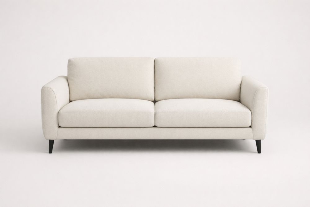 Canapé 2 Places Tissu Beige Pieds Métal