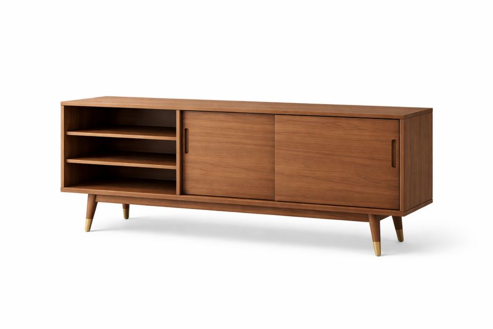 Meuble TV en bois avec portes coulissantes 160x45x55 cm