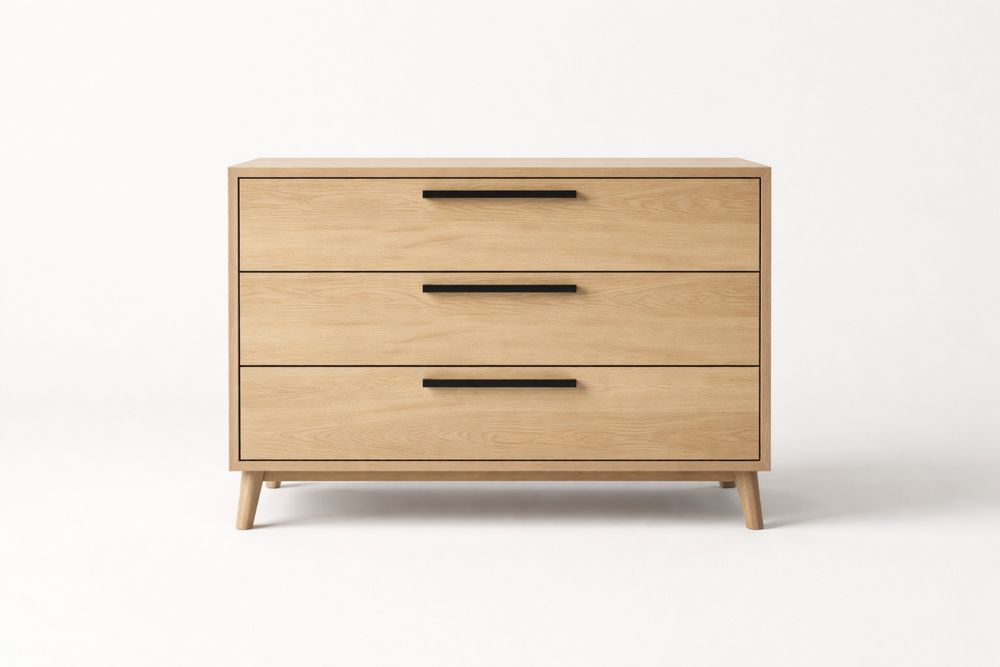 Commode en bois de chêne clair avec 3 tiroirs