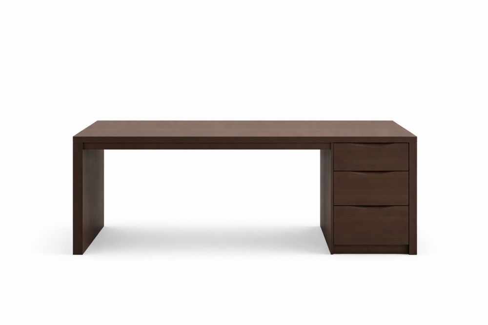 Bureau en bois avec trois tiroirs en marron