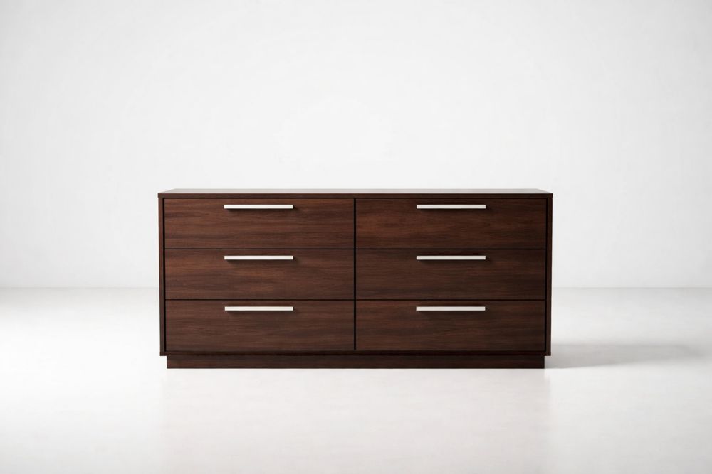 Commode en Bois d'Ingénierie avec Poignées en Aluminium Marron