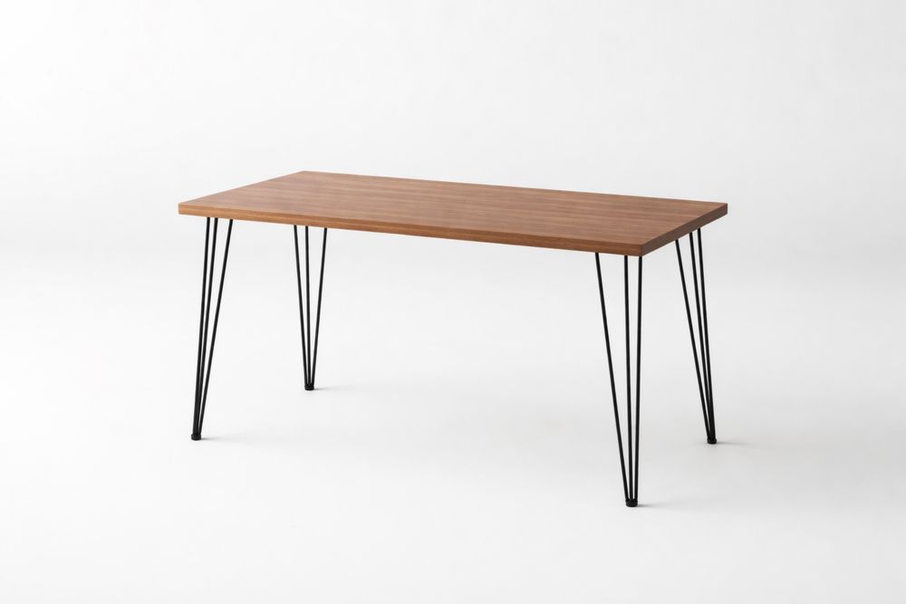 Table rectangulaire en bois et acier avec pieds en acier 120x60 cm