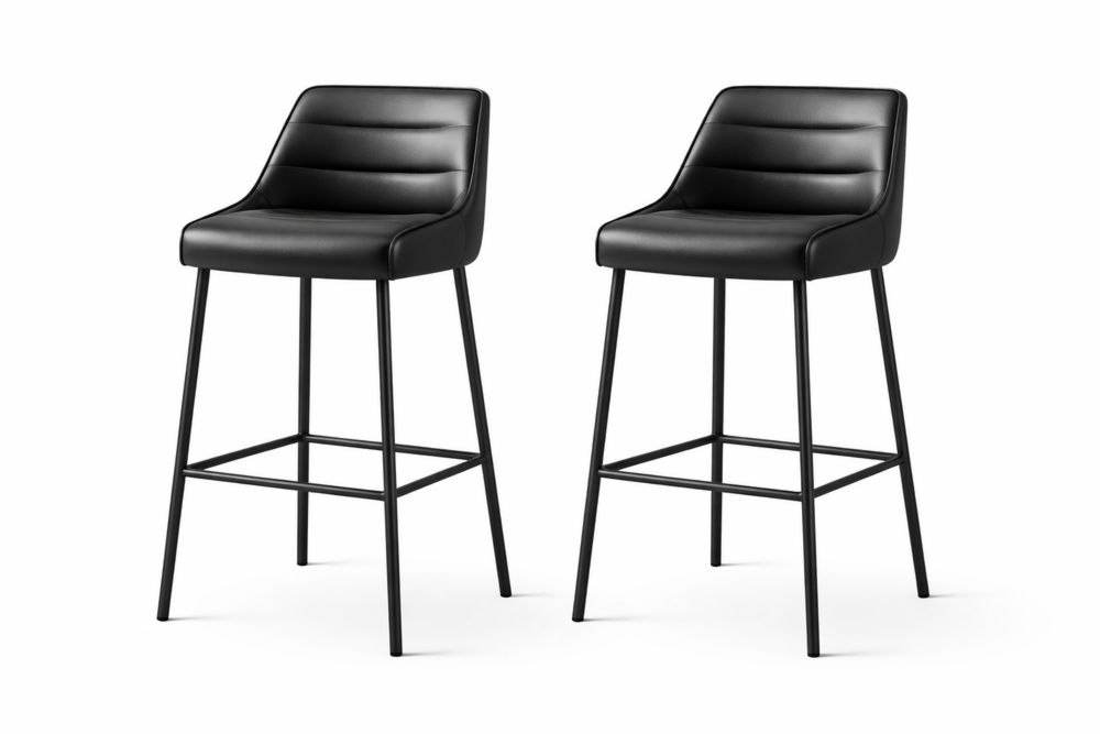 Tabourets de Bar en Cuir Synthétique Noir Ensemble de 2