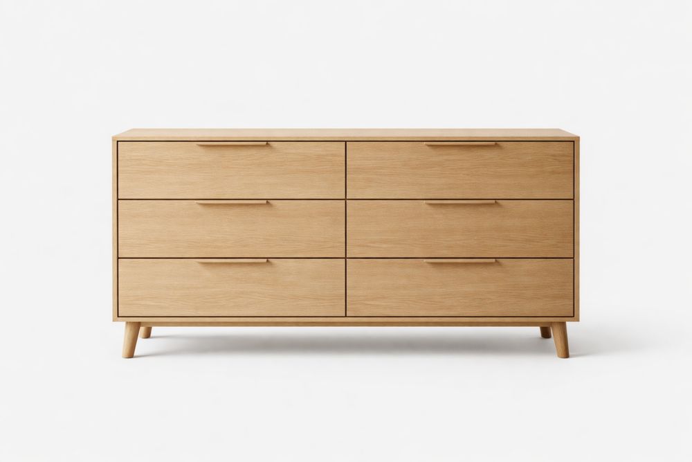 Commode en bois de chêne à 6 tiroirs