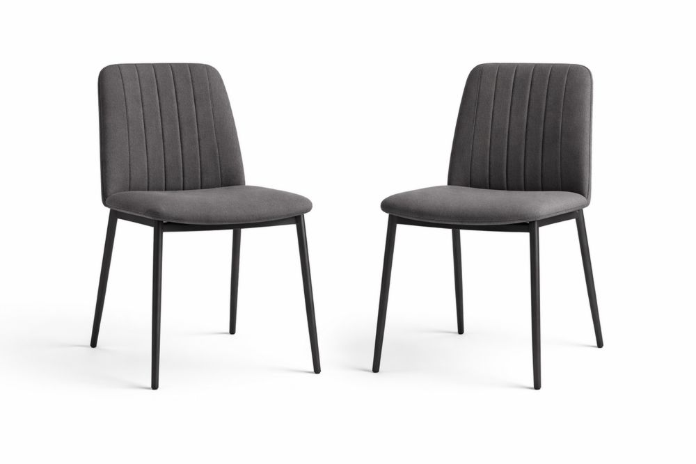 Lot de 2 chaises en tissu gris avec pieds acier