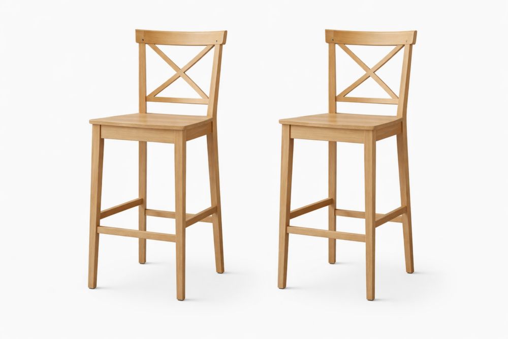 Ensemble de 2 chaises de bar en bois de hêtre 76 cm