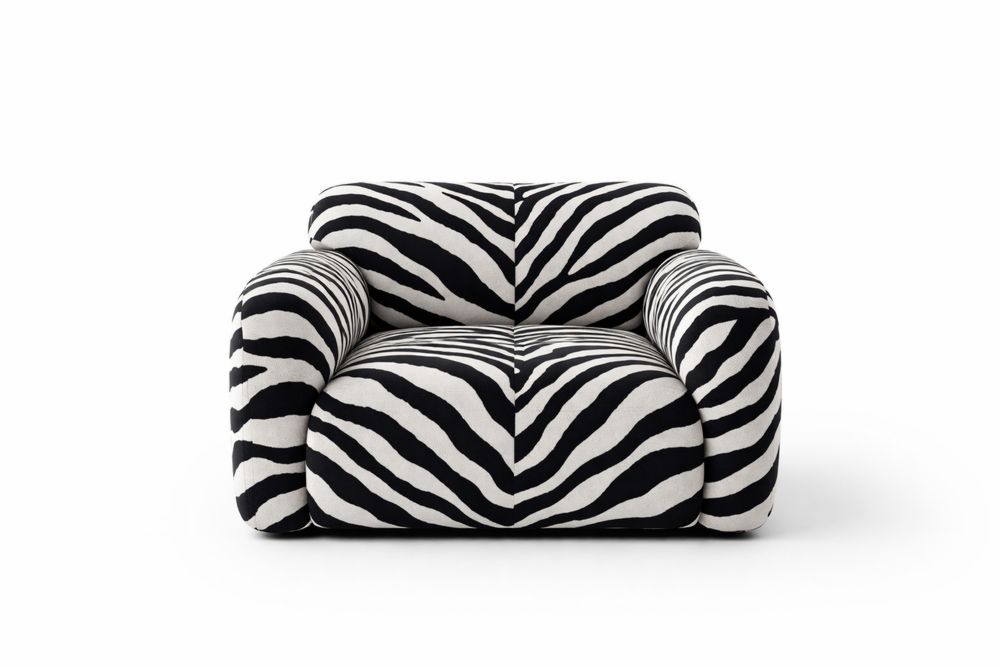Fauteuil en Tissu Motif Zèbre Noir/Blanc