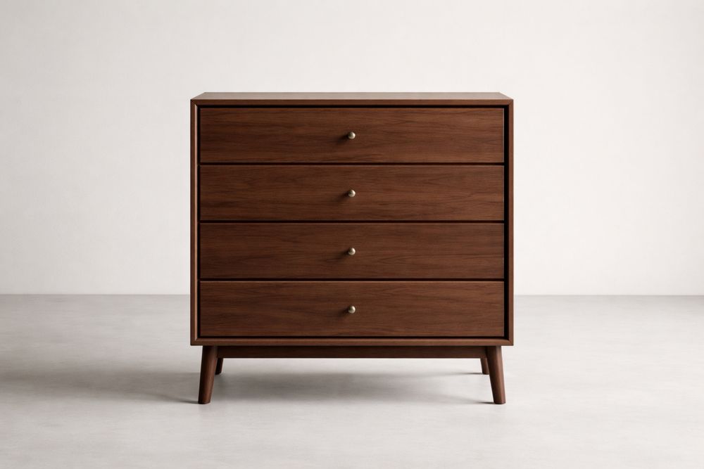 Commode en bois massif avec 4 tiroirs marron foncé 80x40x90 cm