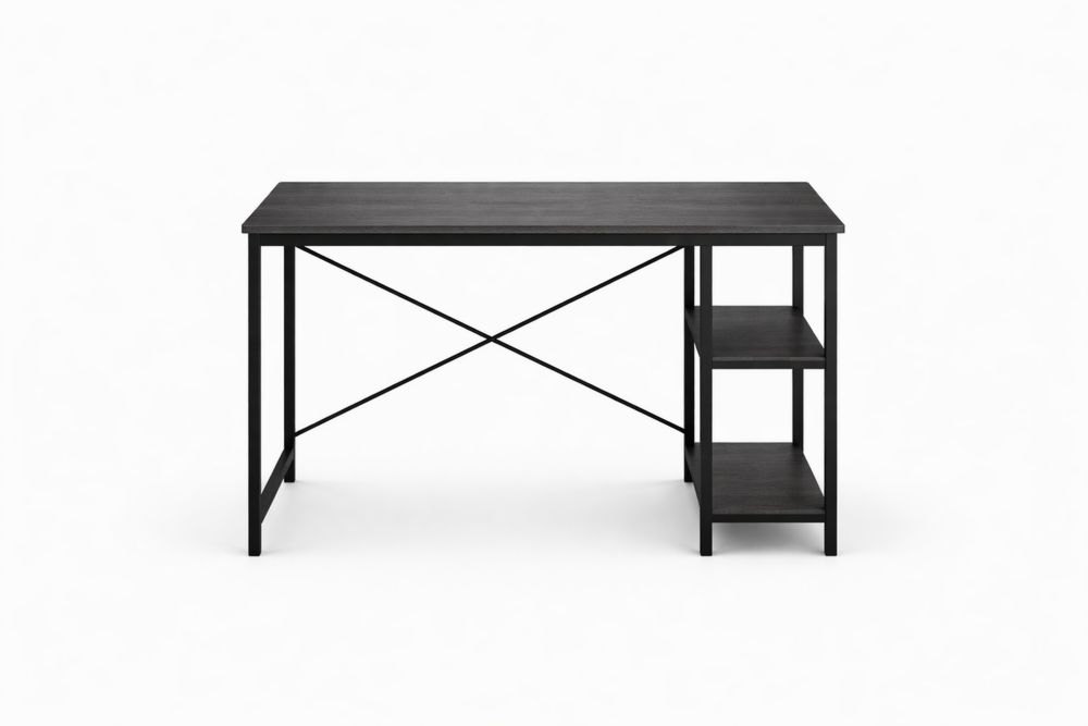 Bureau en acier noir avec étagères intégrées