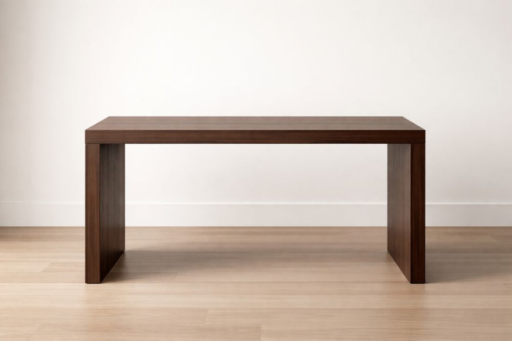 Table en bois finition noyer Marron 150x75x75 cm