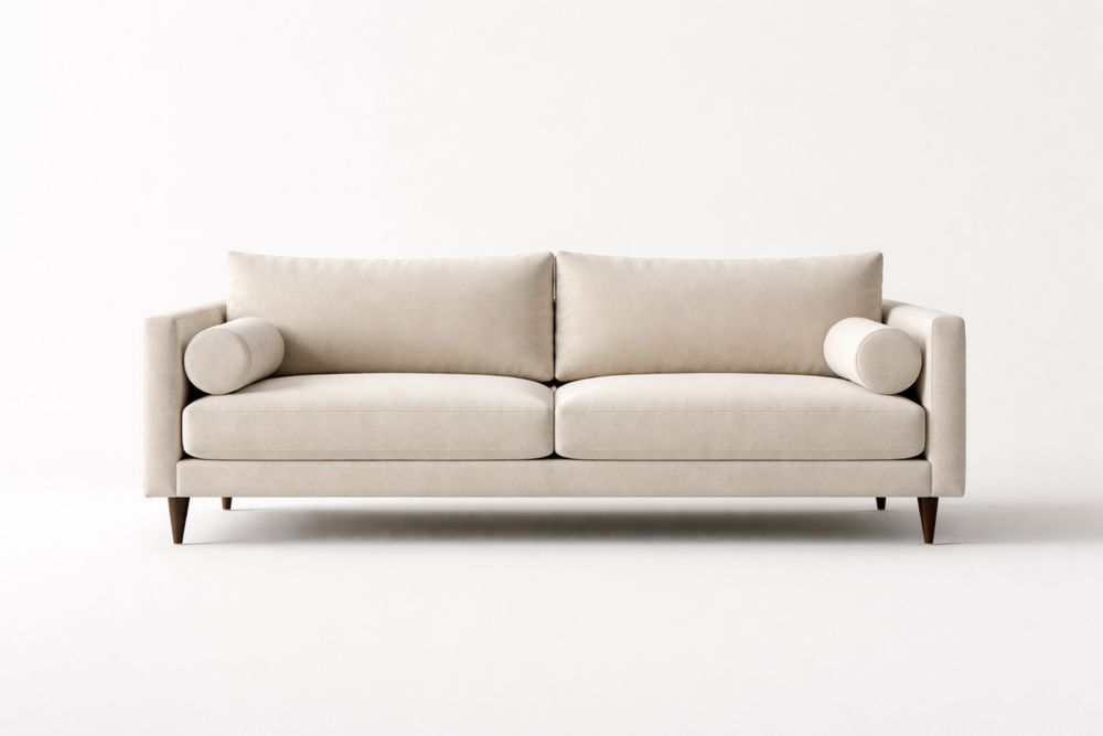 Canapé en tissu beige avec accoudoirs
