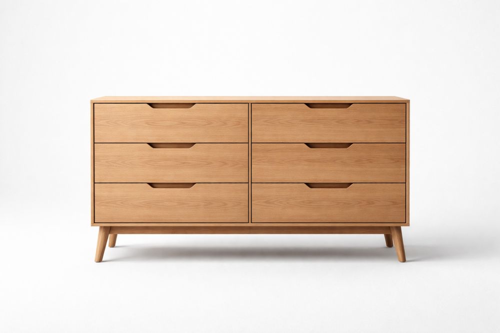 Commode en chêne massif à 6 tiroirs