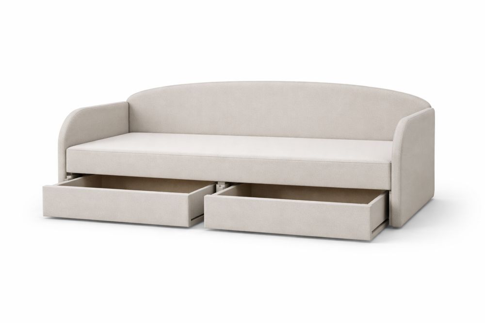 Canapé-lit tissu avec tiroirs Beige