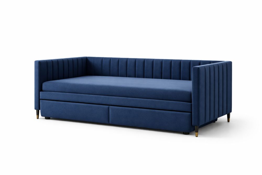 Canapé-lit en velours bleu