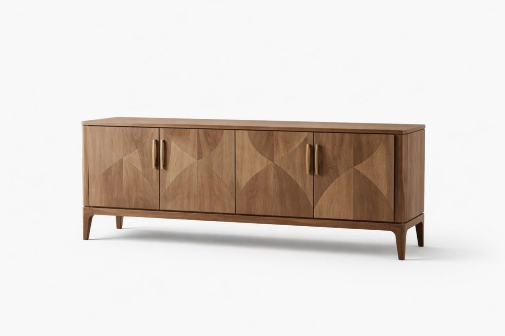 Buffet en bois massif marron clair 180x45x75 cm