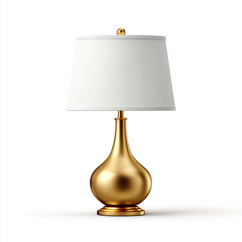 Lampe de table en métal et tissu 24x24x47 cm - doré et blanc - pour salon chambre bureau - design élégant contemporain-Nestgoden