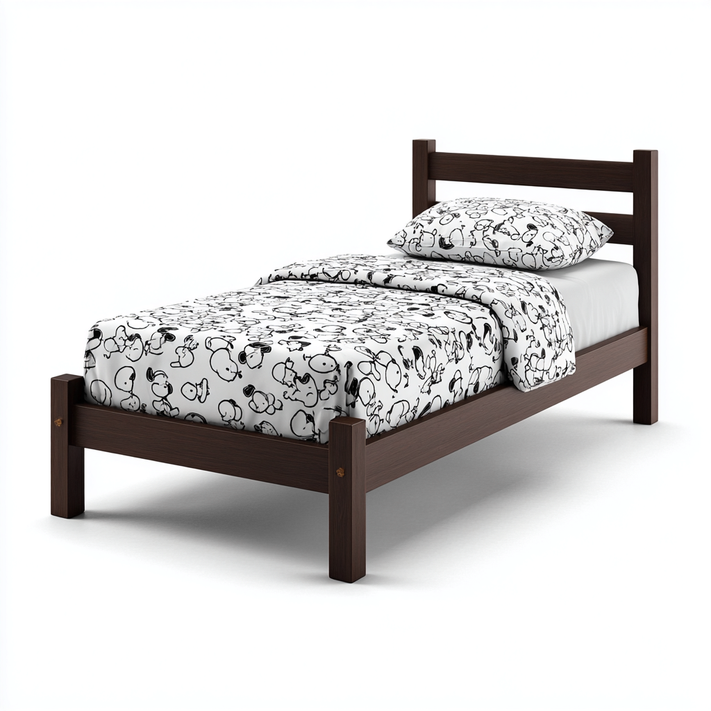 Lit simple en bois foncé 190x90x85 cm - marron foncé - style classique - adapté à la chambre-Nestgoden