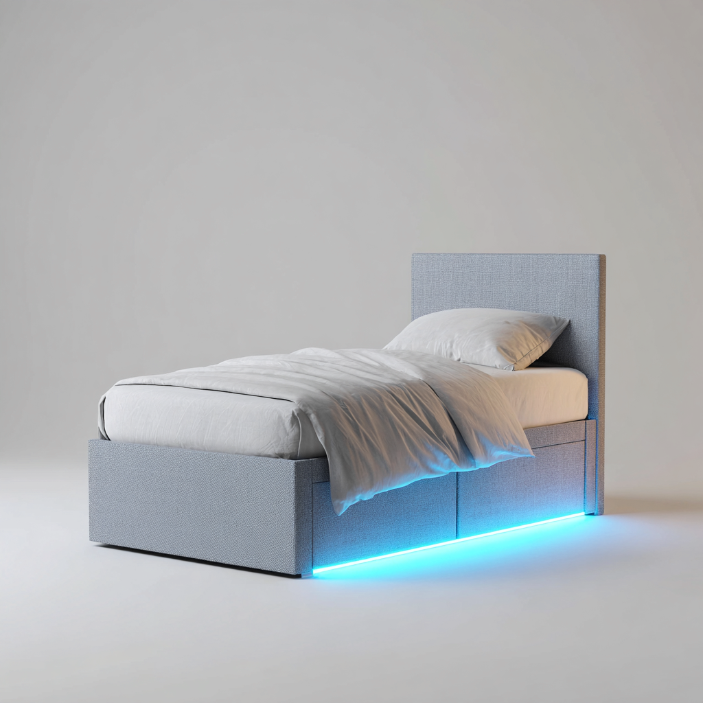 Lit simple en tissu 200x90x95 cm - gris - design moderne avec éclairage LED - adapté à la chambre-Nestgoden