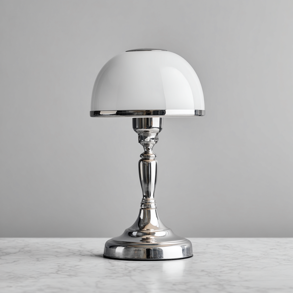 Lampe de table en métal et verre 23x23x41 cm - blanc et argent - pour salon chambre bureau - design classique moderne-Nestgoden