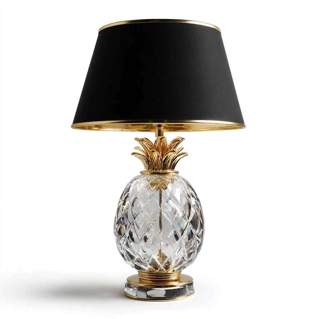 Lampe de table en verre et métal 25x25x48 cm - noir transparent et doré - pour salon chambre bureau - design décoratif élégant-Nestgoden