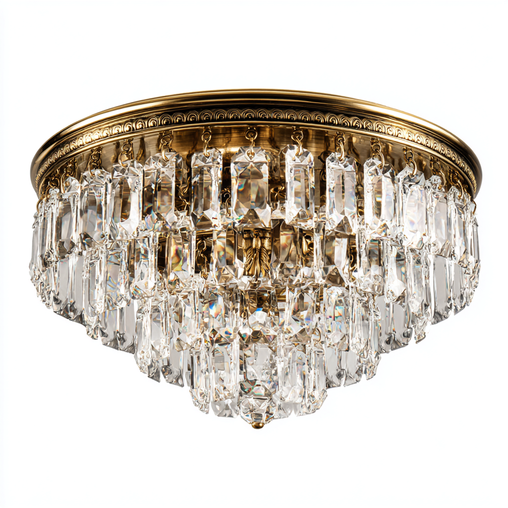 Plafonnier en cristal et métal 35x35x25 cm - doré - transparent - pour salon salle à manger chambre - style classique élégant-Nestgoden