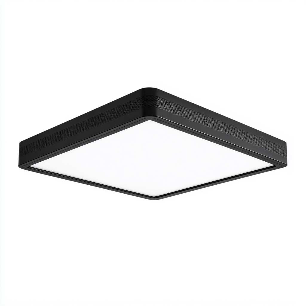 Plafonnier carré LED en métal et plastique 40x40x5 cm - noir - blanc - pour salon chambre bureau - éclairage intérieur moderne-Nestgoden