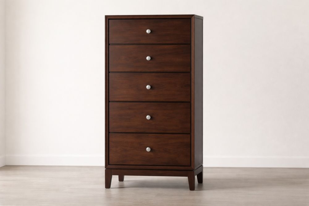 Cassettiera in Legno Massello Marrone a 5 Cassetti-Nestelivo