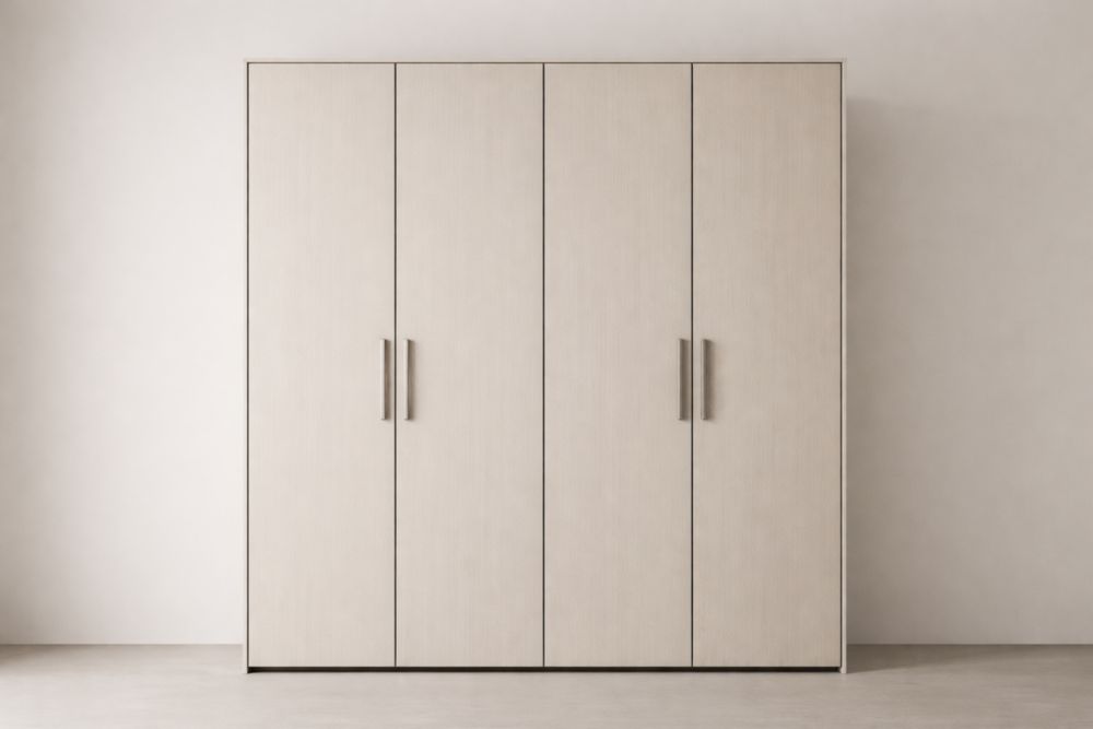 Armadio a quattro ante in MDF effetto legno 240x60x220 cm-Nestelivo