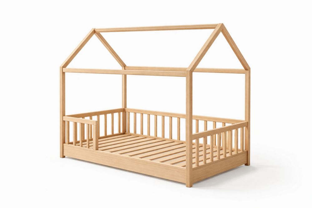 Letto per Bambini in Legno Casa Forma 200x100x150 cm-Nestelivo