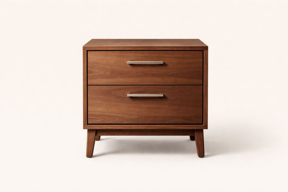 Comodino in Legno Massello di Noce con 2 Cassetti-Nestelivo