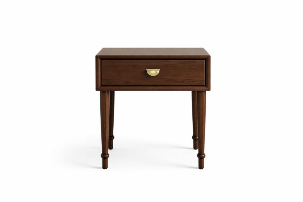 Tavolino in legno con cassetto e maniglia in ottone 60x40x55 cm-Nestelivo