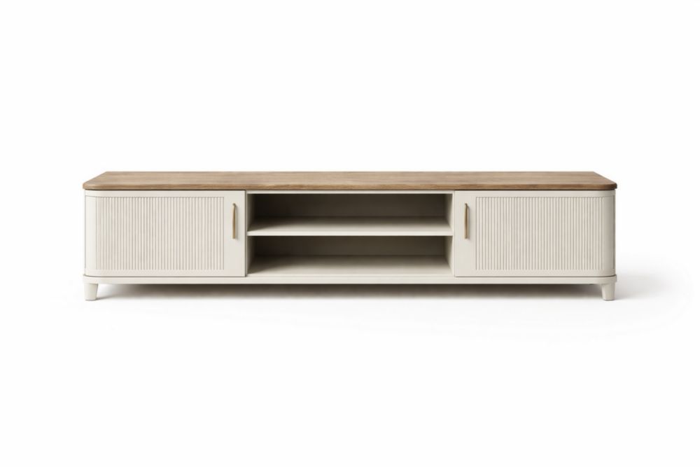 Mobile TV in legno bianco e naturale 180x45x50 cm-Nestelivo