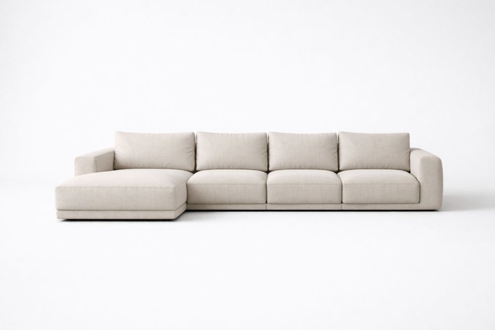 Divano angolare in tessuto beige-Nestelivo