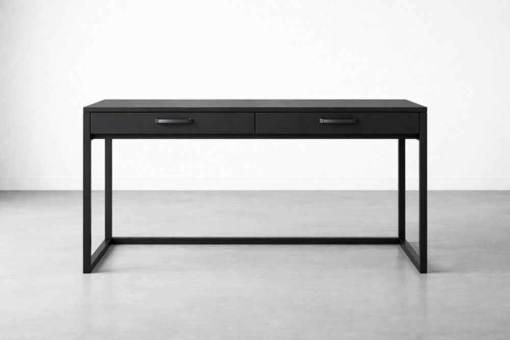 Scrivania in MDF e Metallo Nero con Cassetti 120x60x75 cm-Nestelivo