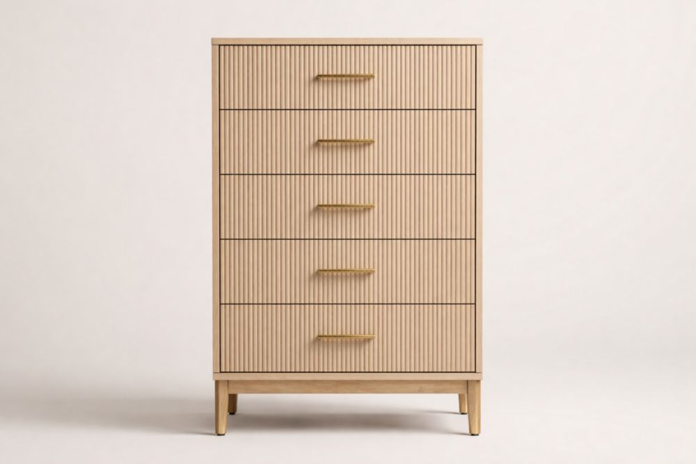 Cassettiera in Legno a 5 Cassetti con Maniglie in Metallo-Nestelivo