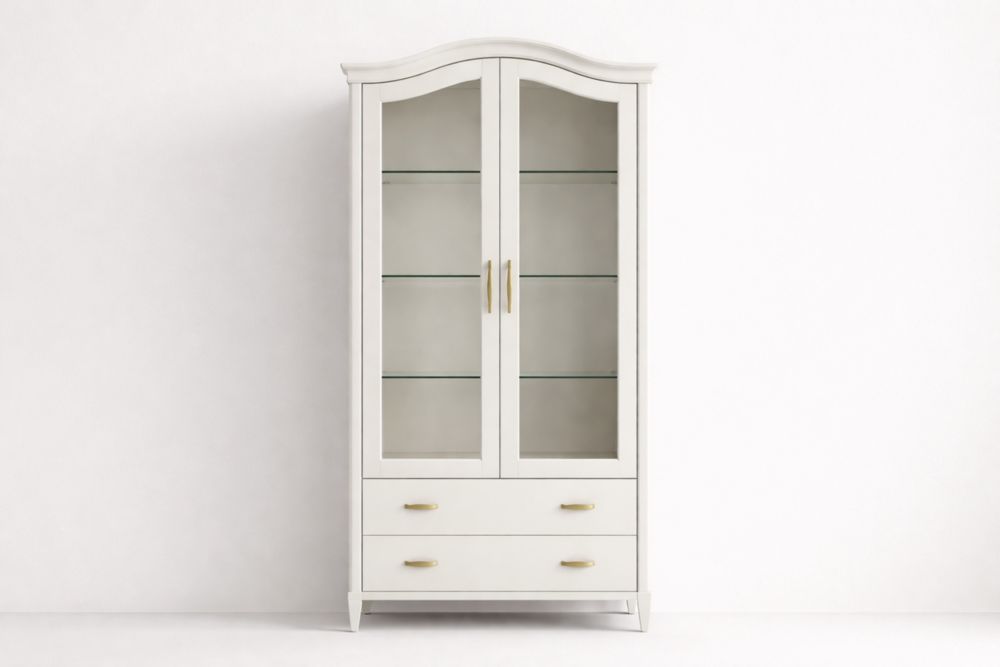 Vetrina in Legno con Ante in Vetro Temperato Bianco-Nestelivo