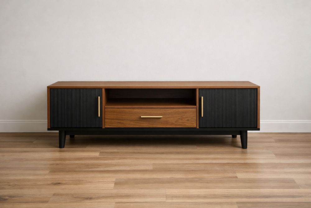 Mobile TV in MDF con ante colore noce nero-Nestelivo