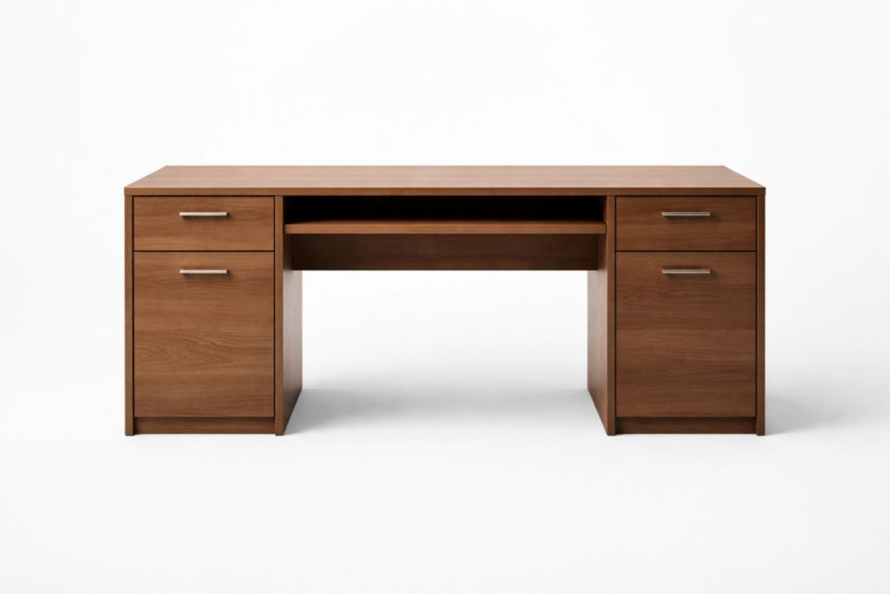 Scrivania in Legno MDF con Cassetti su Entrambi i Lati-Nestelivo