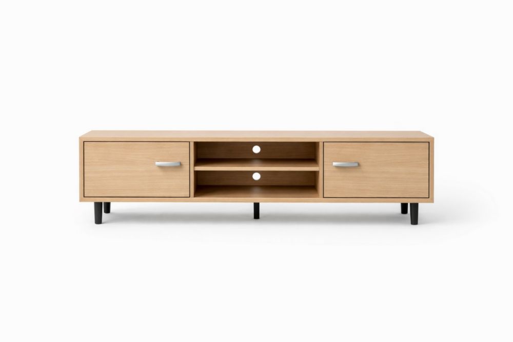 Mobile TV in legno di quercia con ante e ripiani-Nestelivo