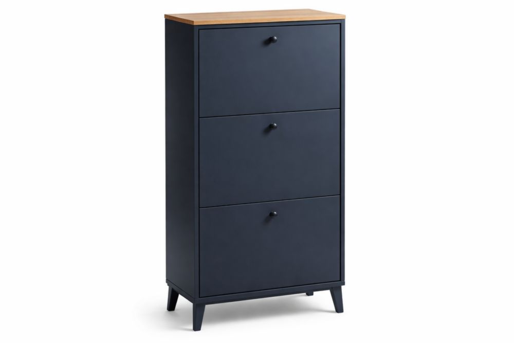 Cassettiera Scarpiere in Legno e Metallo Nero 3 Scomparti-Nestelivo