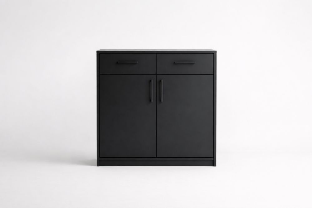 Credenza in Metallo Nero con Due Cassetti e Due Ante-Nestelivo