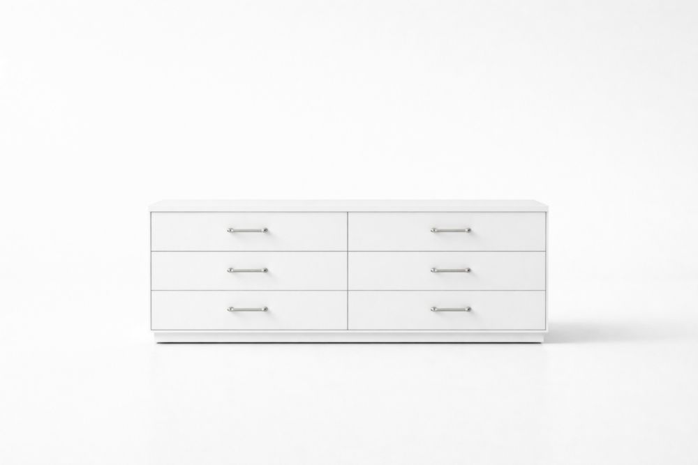 Cassettiera Rettangolare MDF Bianco con Maniglie in Metallo 160x45x70 cm-Nestelivo