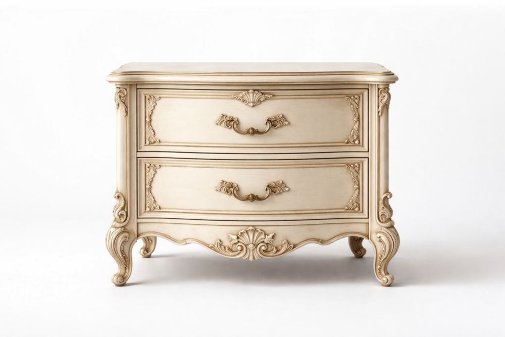 Comodino in legno MDF con 2 cassetti color Avorio 90x45x89 cm-Nestelivo