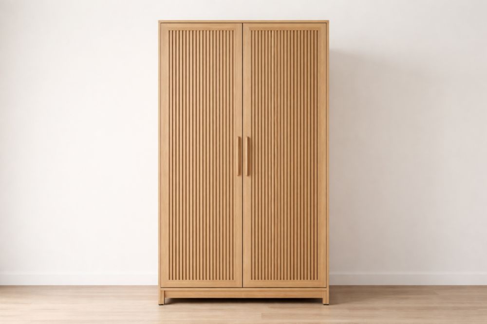Armadio in Legno con Porte a Battente e Maniglie Verticali 200x100x60 cm-Nestelivo